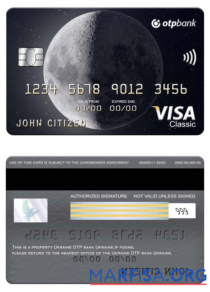 Blank Ukraine OTP bank Ukraine visa classic card download for verification